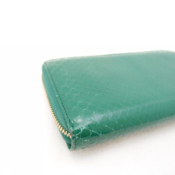 55437 7 Gucci Python Horsebit Round Zipper Long Wallet Green