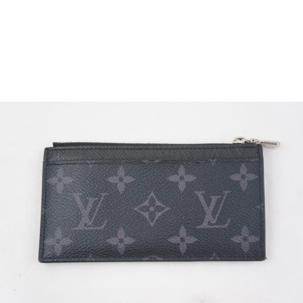 55758 2 Louis Vuitton Coin Card Holder Monogram Eclipse Canvas Wallet Black