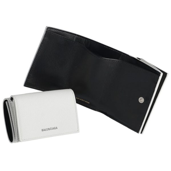 5582080otg39000 Balenciaga Ville Trifold Mini Wallet White