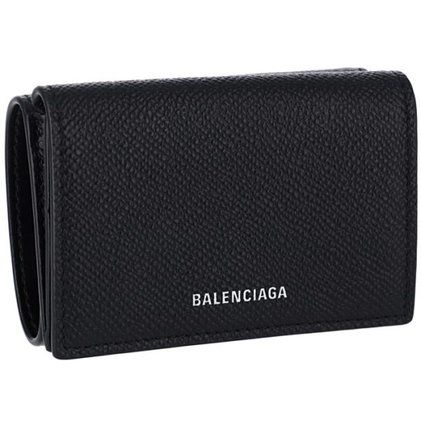 5582080otgm1000 Balenciaga Ville Trifold Mini Wallet Black