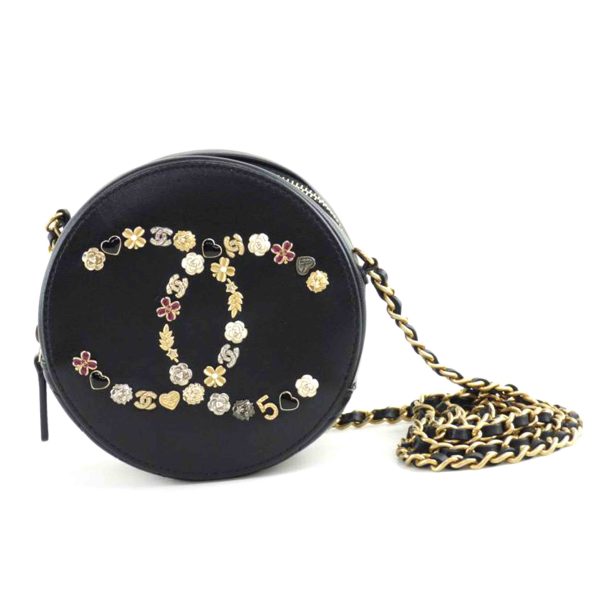 55970 1 Chanel Lambskin Chain Shoulder Bag Black