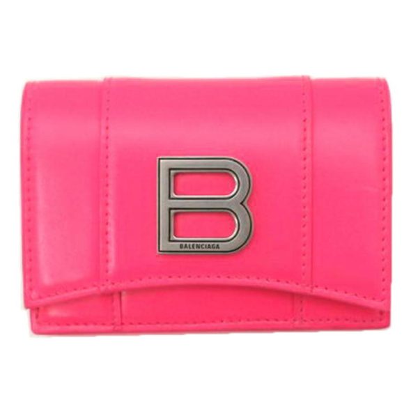 55990 1 Balenciaga Hourglass Mini Wallet Vivid Pink