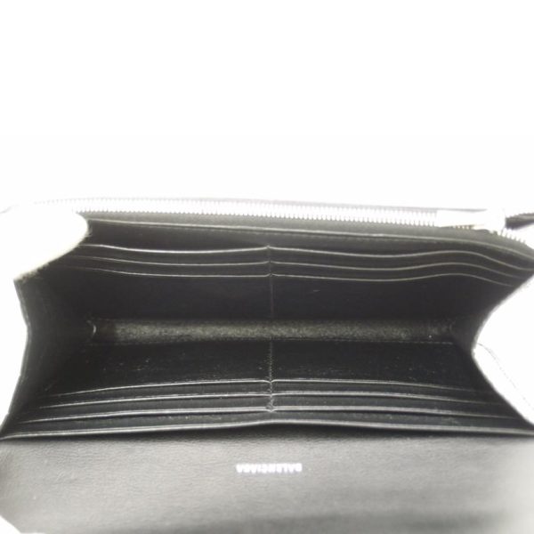 56010 4 Balenciaga Croc Embossed Leather Bi Fold Long Wallet Black