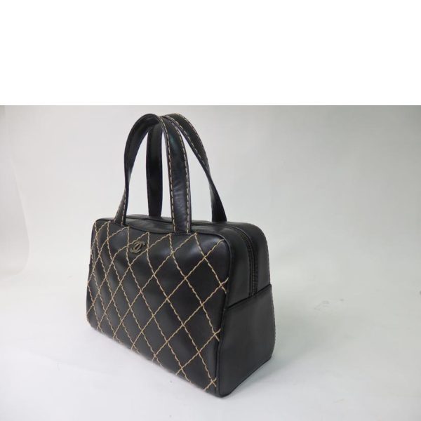 56023 4 Chanel Wild Stitch Tote Bag Black