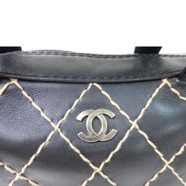 56023 7 Chanel Wild Stitch Tote Bag Black