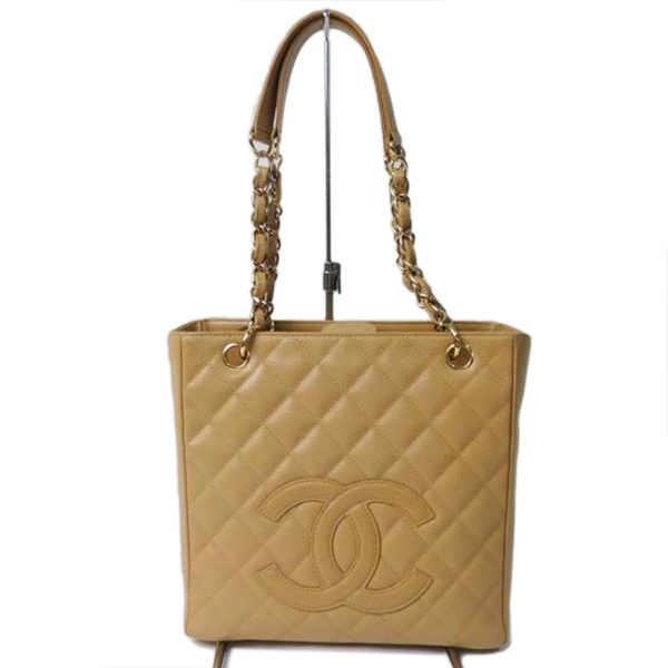 56030 1 Chanel Cocomark Matelasse Caviar Skin Chain Bag Beige