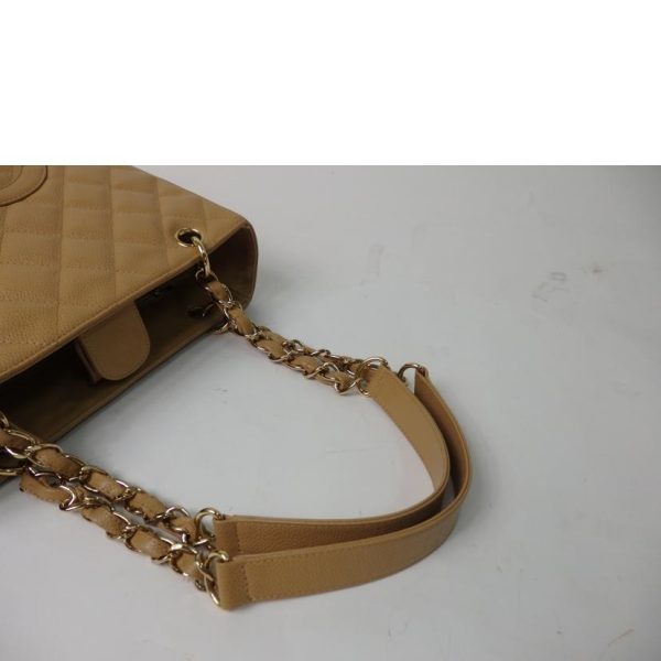 56030 3 Chanel Cocomark Matelasse Caviar Skin Chain Bag Beige