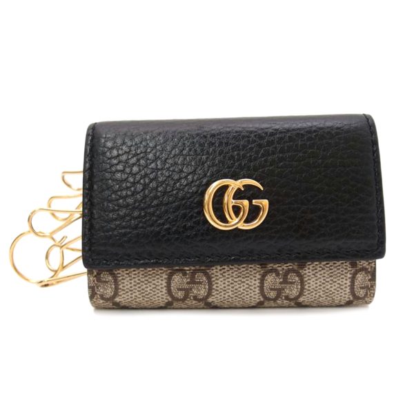 56089 1 Gucci GG Marmont Leather 6 Key Case Black