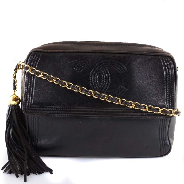 56140445 1 CHANEL lambskin black crossbody shoulder bag zipper fringe