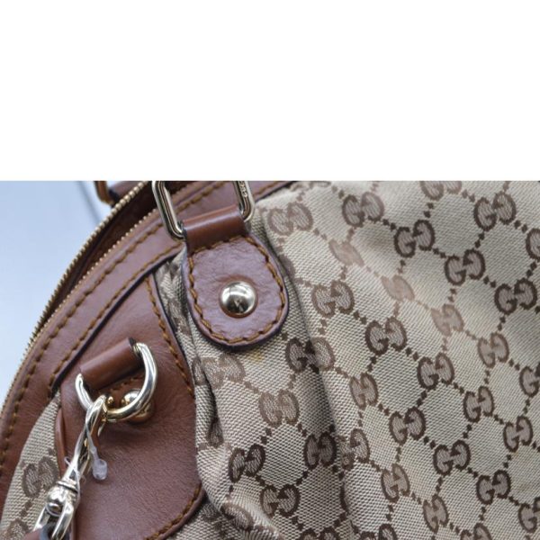 56144 10 Gucci GG Canvas Sookie 2Way Leather Handbag Beige