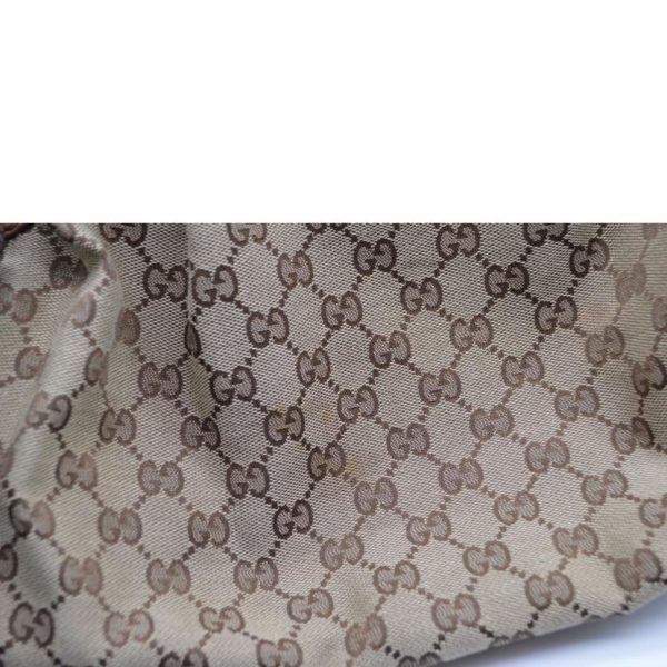 56144 8 Gucci GG Canvas Sookie 2Way Leather Handbag Beige