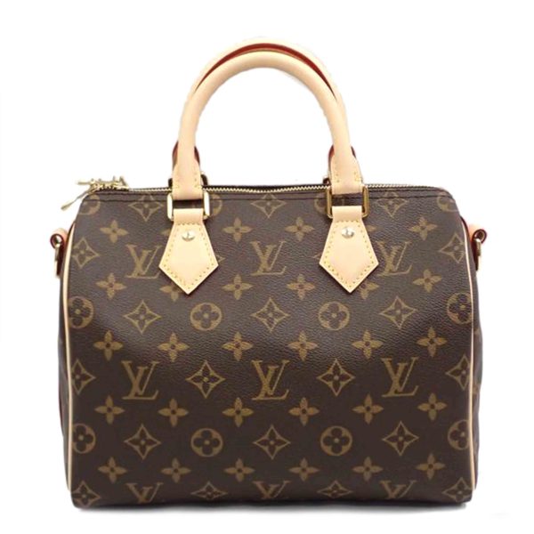 56185 2 Louis Vuitton Speedy Bandouliere 25 Monogram Handbag Brown