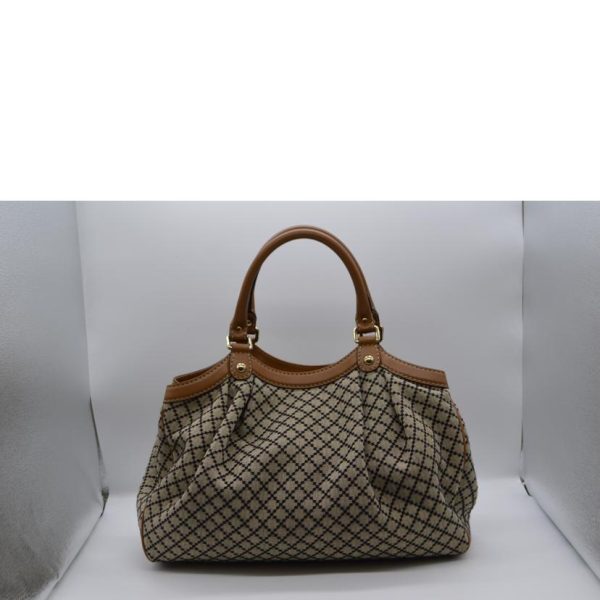 56229 2 Gucci Diamante Canvas Soukou Leather Hand Bag