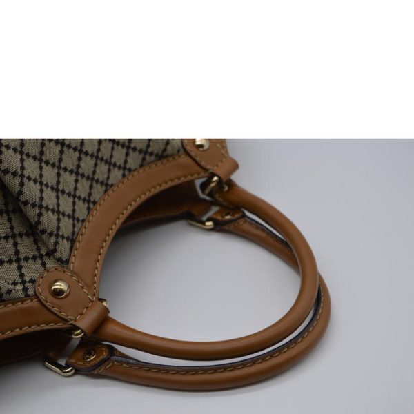 56229 4 Gucci Diamante Canvas Soukou Leather Hand Bag