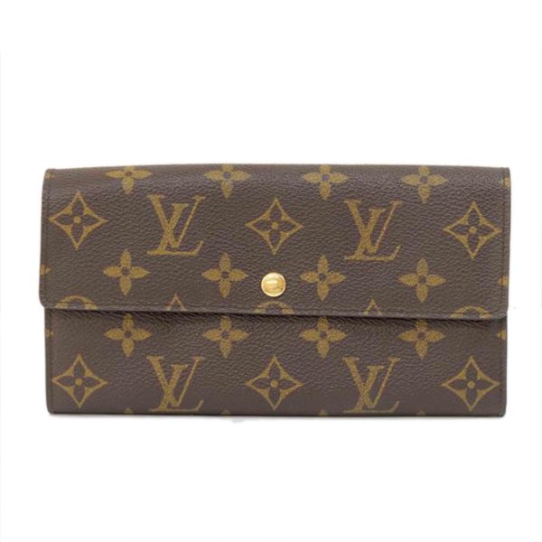 56249 1 Louis Vuitton Pochette Portomone Credit Monogram Wallet Brown