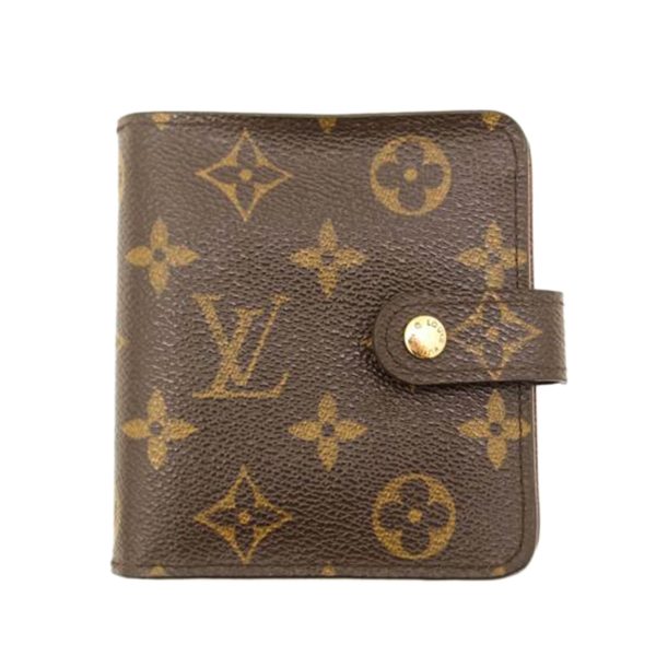 56330 1 Louis Vuitton Compact Zip Monogram Wallet Brown