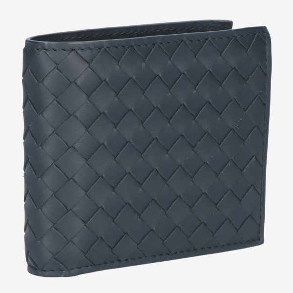 56698 1 BOTTEGA VENETA Fold Wallet Bifold Wallet Intrecciato NAVY