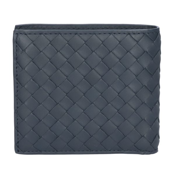 56698 2 BOTTEGA VENETA Fold Wallet Bifold Wallet Intrecciato NAVY