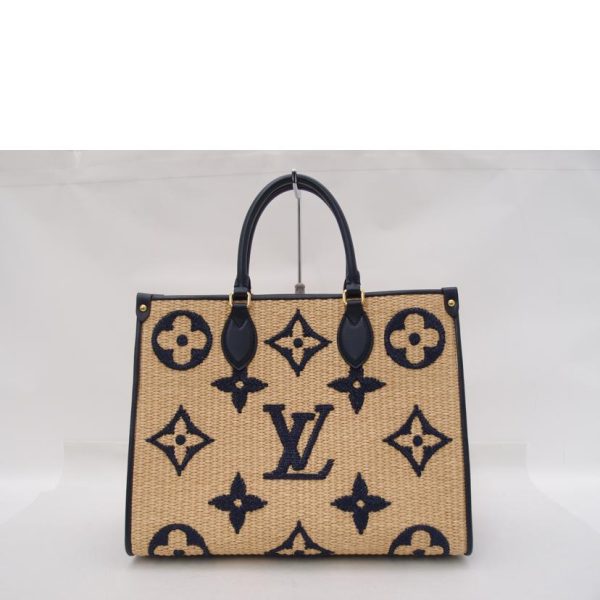 56991 2 Louis Vuitton On the Go GM Monogram Raffia Tote Bag Brown