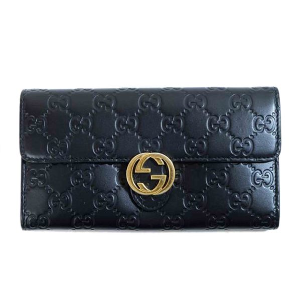 57017 1 Gucci Interlocking G Striped Leather Long Wallet