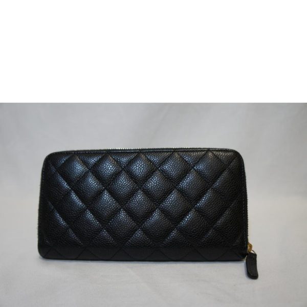 57048 2 Chanel Matelasse Zipper Wallet Caviar Black