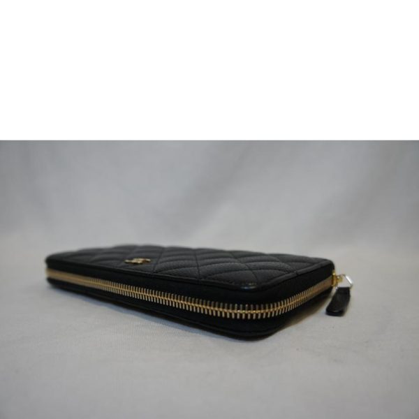 57048 3 Chanel Matelasse Zipper Wallet Caviar Black