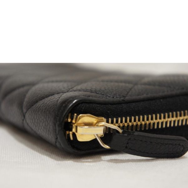 57048 9 Chanel Matelasse Zipper Wallet Caviar Black