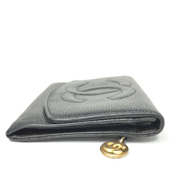 57056 8 Chanel Caviar Fold Wallet Black