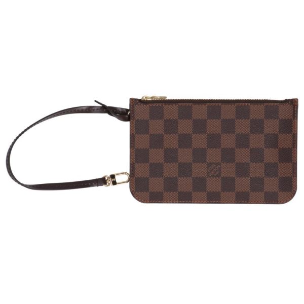 57063 1 Louis Vuitton Neverfull Pouch Damier Ebene Brown