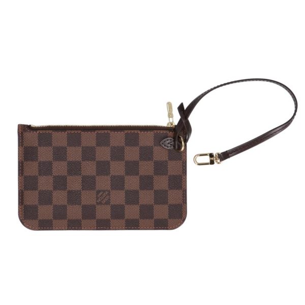 57063 2 Louis Vuitton Neverfull Pouch Damier Ebene Brown