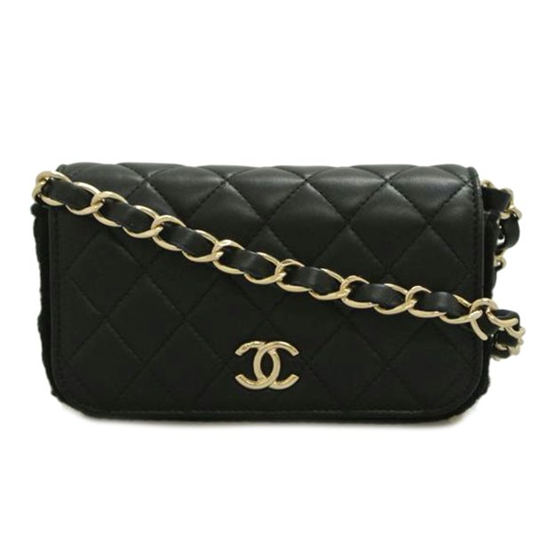 57072 1 Chanel Flap Phone Case Lambskin Black