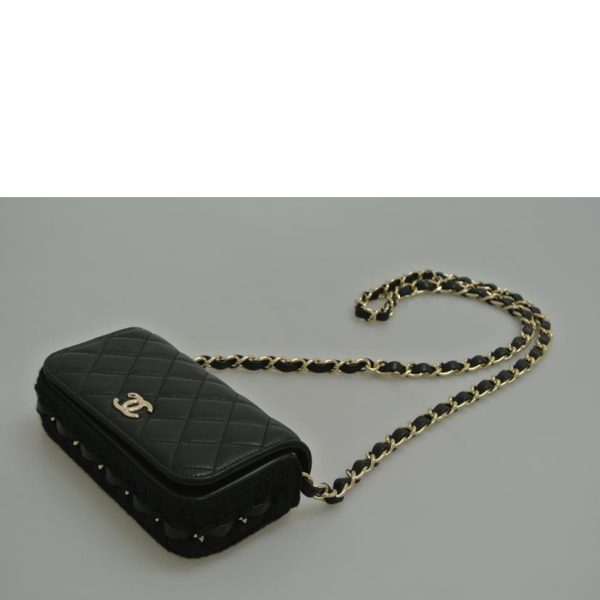 57072 3 Chanel Flap Phone Case Lambskin Black