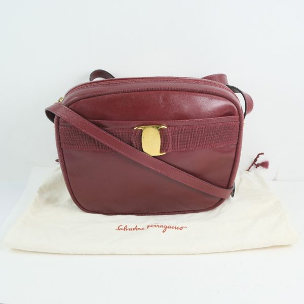 57140314 13 Salvatore Ferragamo Vara Ribbon Calf Red Shoulder Bag