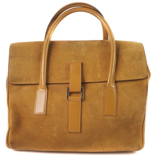 57200454 1 GUCCI Handbag Suede Leather Camel Handbag Magnetic Type