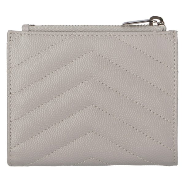 575879bow021723 2 Saint Laurent Paris Wallet Bifold Mini Monogram Zip Card Case Gray