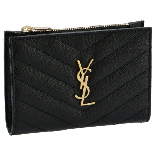 575974bow011000 Saint Laurent Paris Wallet Bifold Mini Quilted Leather Monogram Black