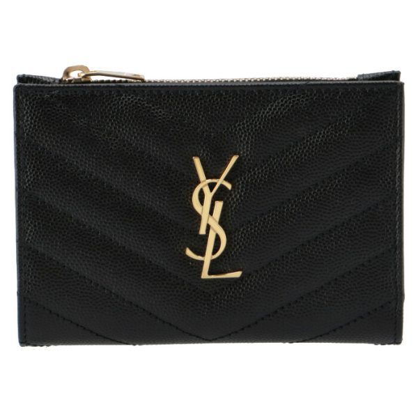 575974bow011000 1 Saint Laurent Paris Wallet Bifold Mini Quilted Leather Monogram Black