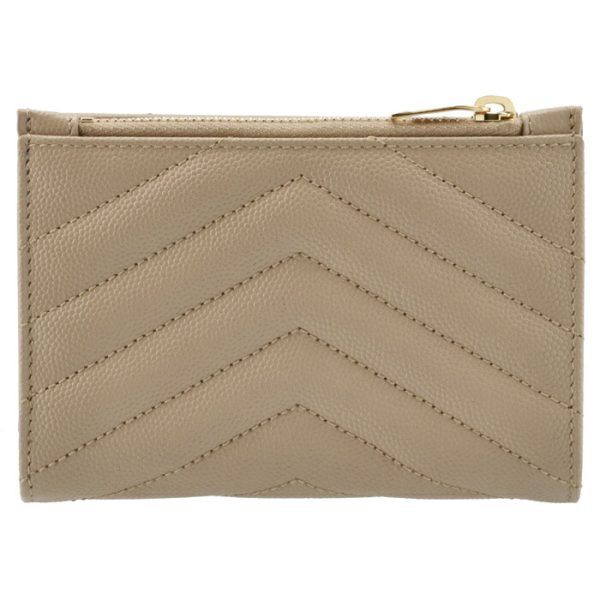 575974bow012721 2 Saint Laurent Paris Wallet Bifold Mini Quilted Leather Monogram Beige