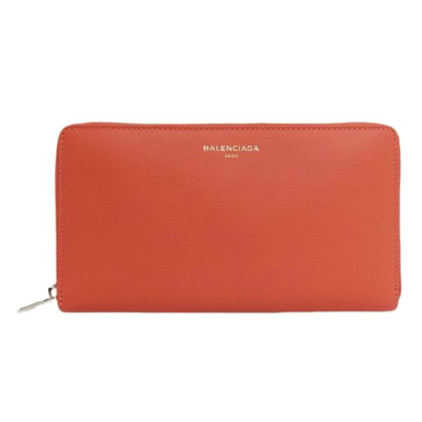 57653 1 Balenciaga Round Zipper Long Wallet Orange Pink