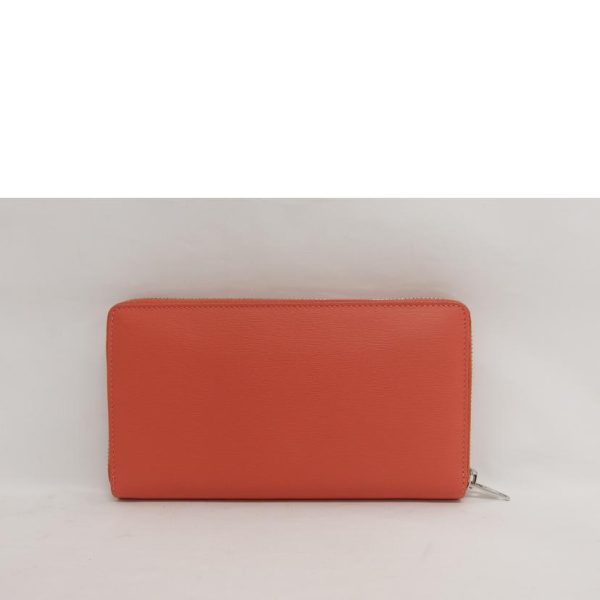 57653 2 Balenciaga Round Zipper Long Wallet Orange Pink