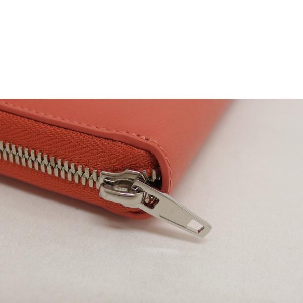 57653 4 Balenciaga Round Zipper Long Wallet Orange Pink