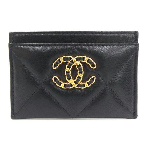 57796 1 Chanel Lambskin Card Case Black