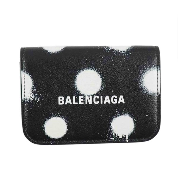 57835 1 Balenciaga Tri fold Leather Wallet Black