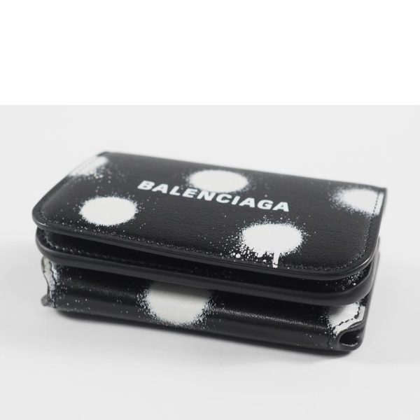 57835 3 Balenciaga Tri fold Leather Wallet Black