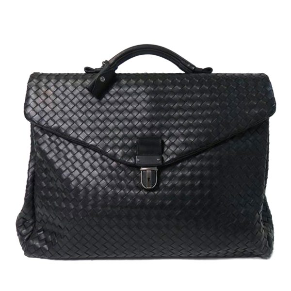 57904 1 Bottega Veneta Intrecciato Business Bag Black