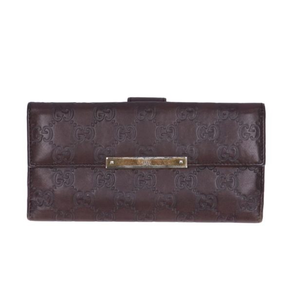 57956 1 Gucci Guccisima Bi fold Long Wallet Brown