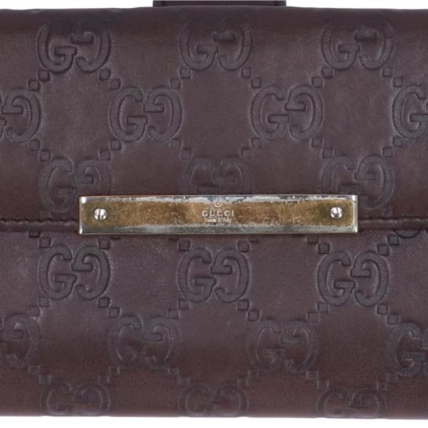 57956 9 Gucci Guccisima Bi fold Long Wallet Brown