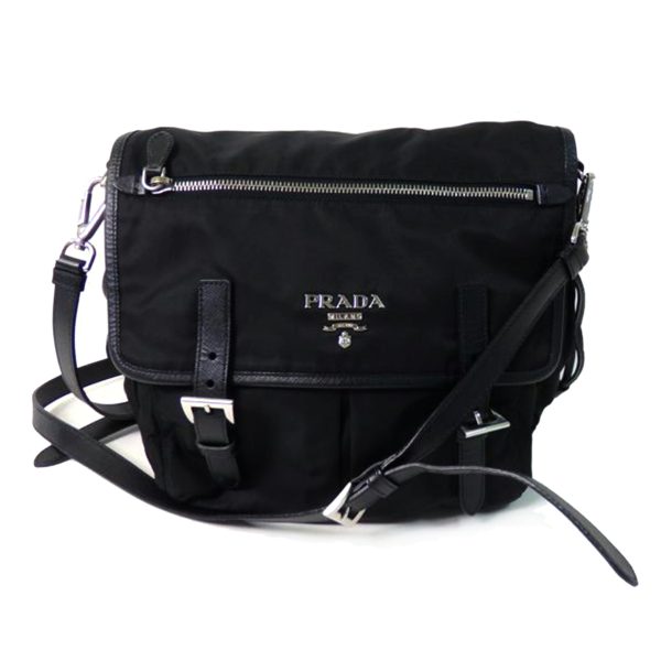 57959 1 Prada Nylon Shoulder Bag Tessuto Saffiano Black