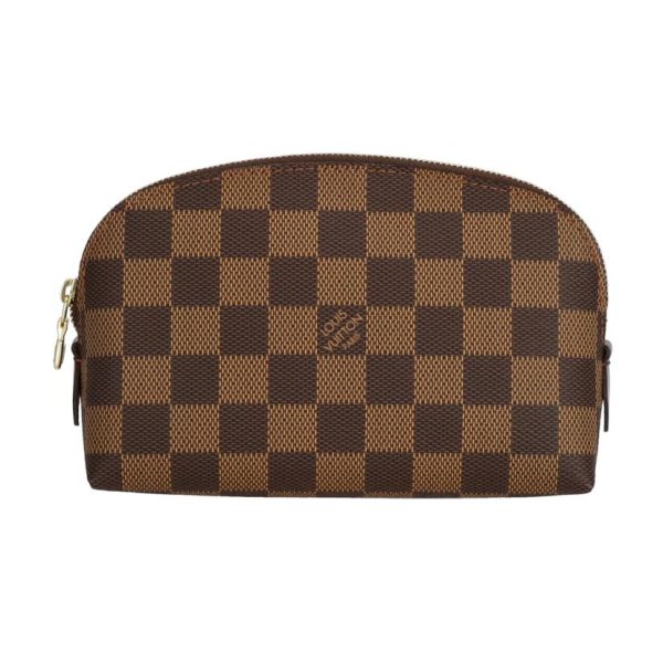 58046 1 Louis Vuitton Pochette Cosmetic PM Bag Damier Ebene Brown