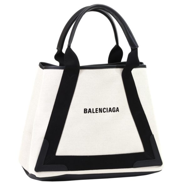 581292 aq38n 1081 BALENCIAGA NAVY CABAS cotton canvas medium tote bag black